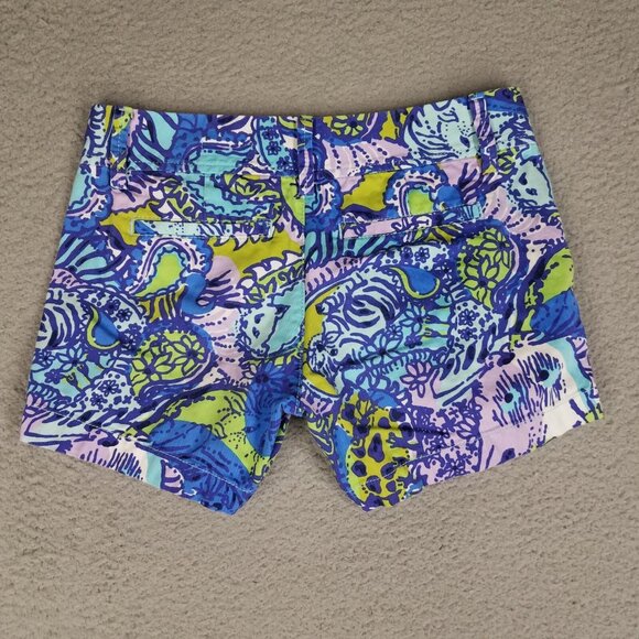 Lilly Pulitzer Callahan Short Women's 00 Chino Mini Floral Paisley Beach Purple - Picture 2 of 13